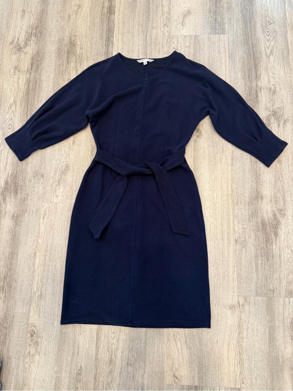 Downeast Navy Blue Belted Midi Dress Size XS